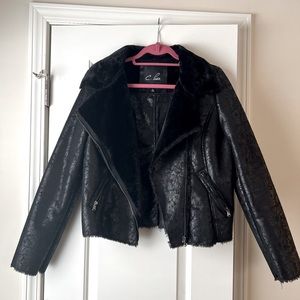 C.Luce black shearling jacket, size L